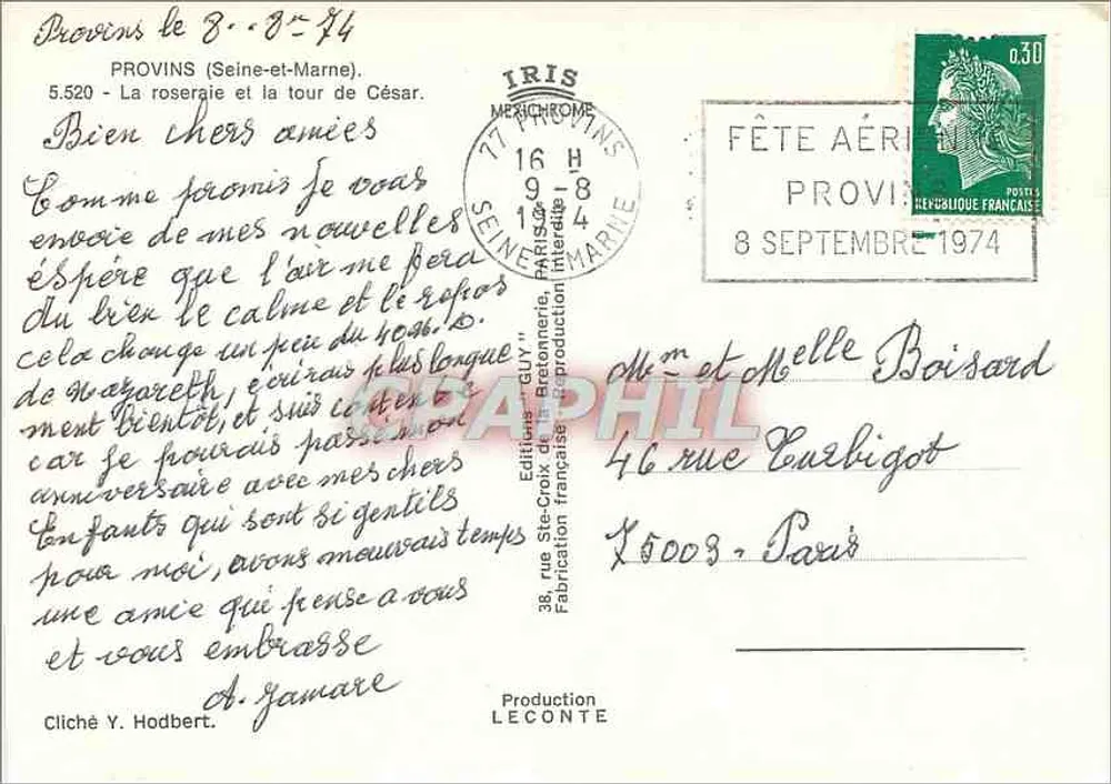 Provins — Die Rosenanlage und die Turm von César — 'GUY' IRIS Verlag - Rückseite