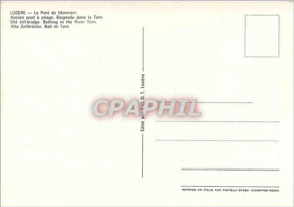 Der Montverti-Brücke — Alter Zollbrücke — Verlag O.D.T. Lozère - Rückseite