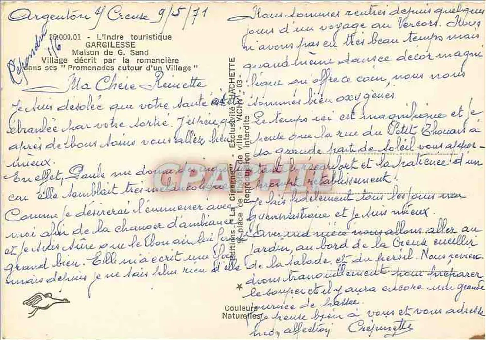 Argentan - Haus von George Sand — Verlag J.A. GIGOCHE, Nr. 0000.01 - Rückseite