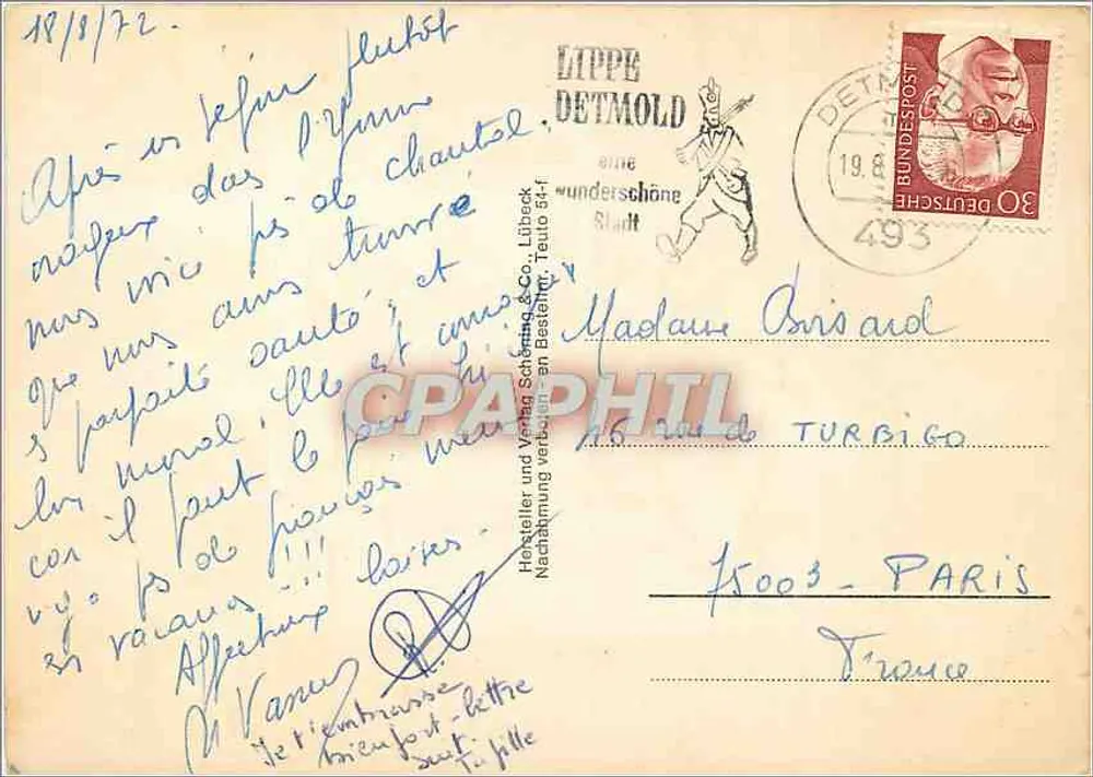 No Teutoburger Wald — Carta postal panorâmica com mapa detalhado — Lippe & Detmold, n° 14 - Verso