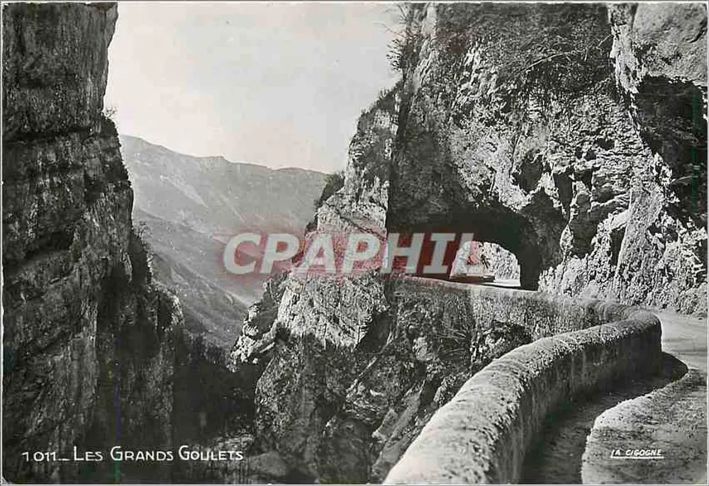 Les Grands Goulets — Vista do cânion com passagem rodoviária — La Cisogne, n°1011 - Frente
