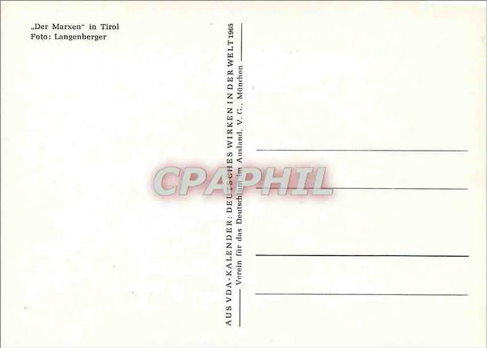 Gasthaus-Marren — Alpes bávaros — VDA-KALENDER 1965 - Verso