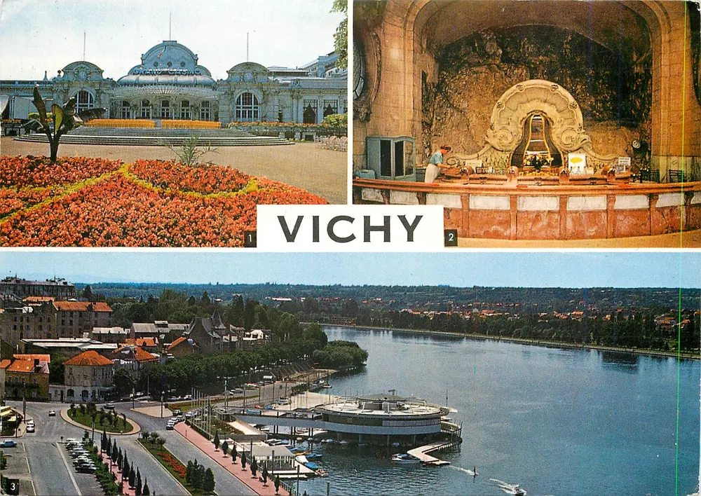 Vichy — Grand Casino, Bron van de Celestinen, Het Plan d'Agua — Antieke ansichtkaart uit de collectie 'CRAVAILL' - Voorkant