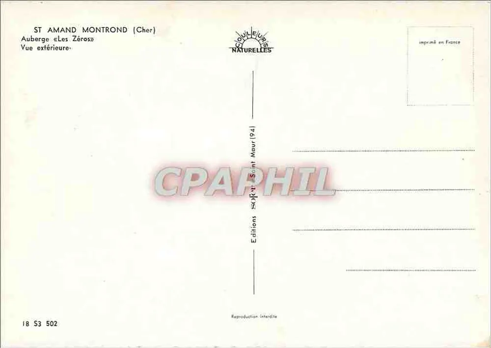 Saint-Amand-Montrond (Cher) — Gasthof « Les Zéros » — Éditions Saint-Maur (94) - Rückseite