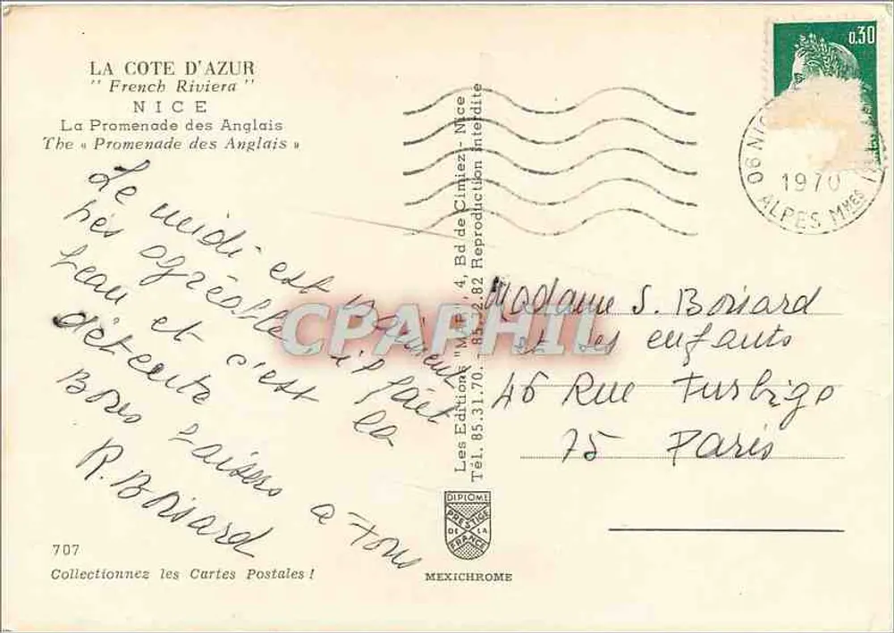 La Promenade des Anglais — Nice — Les Éditions MEXICHROME, n°707 - Rückseite
