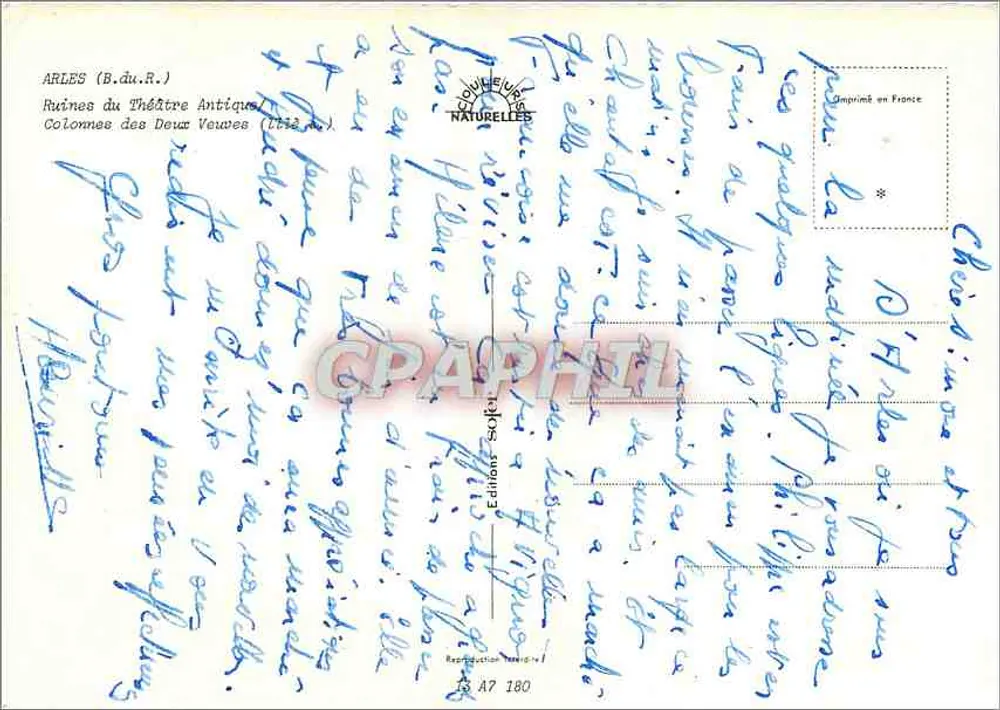 Arles (B.du.R.) — Ruinen des antiken Theaters, Säulen der Zwei Witwen (1960) — Soffiel Editions - Rückseite