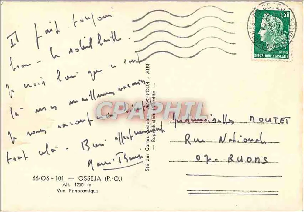 Osseja (P.O.) — Panoramablick — Sti des Cartes Postales APAS-POUX - ALBI - Rückseite