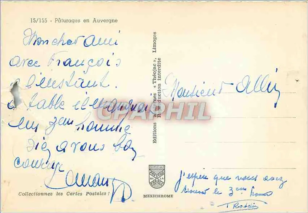 Bœuf à cloche — Pâturages en Auvergne — Éditions Théolase, Limoges - Verso