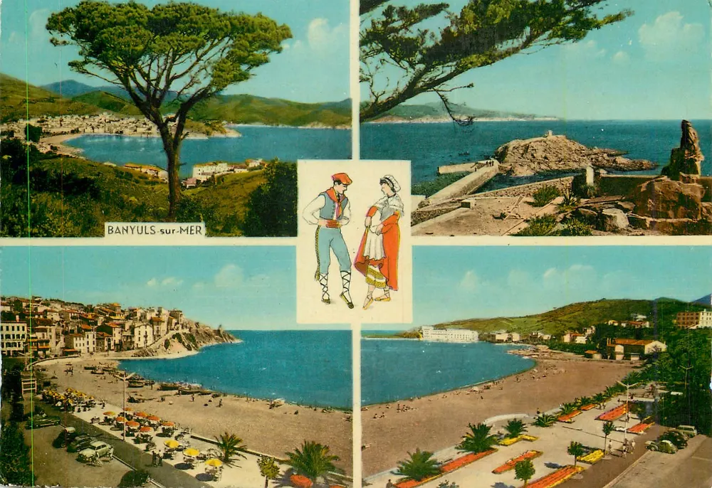 Banyuls-sur-Mer — widok panoramiczny i lokalne stroje — Édit. d'Art Larrey, nr 4 - Awers