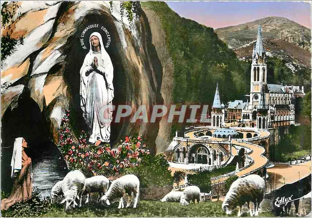 Lourdes — Aparecimento da Virgem — Ed. P. Doucet, n°108 - Frente