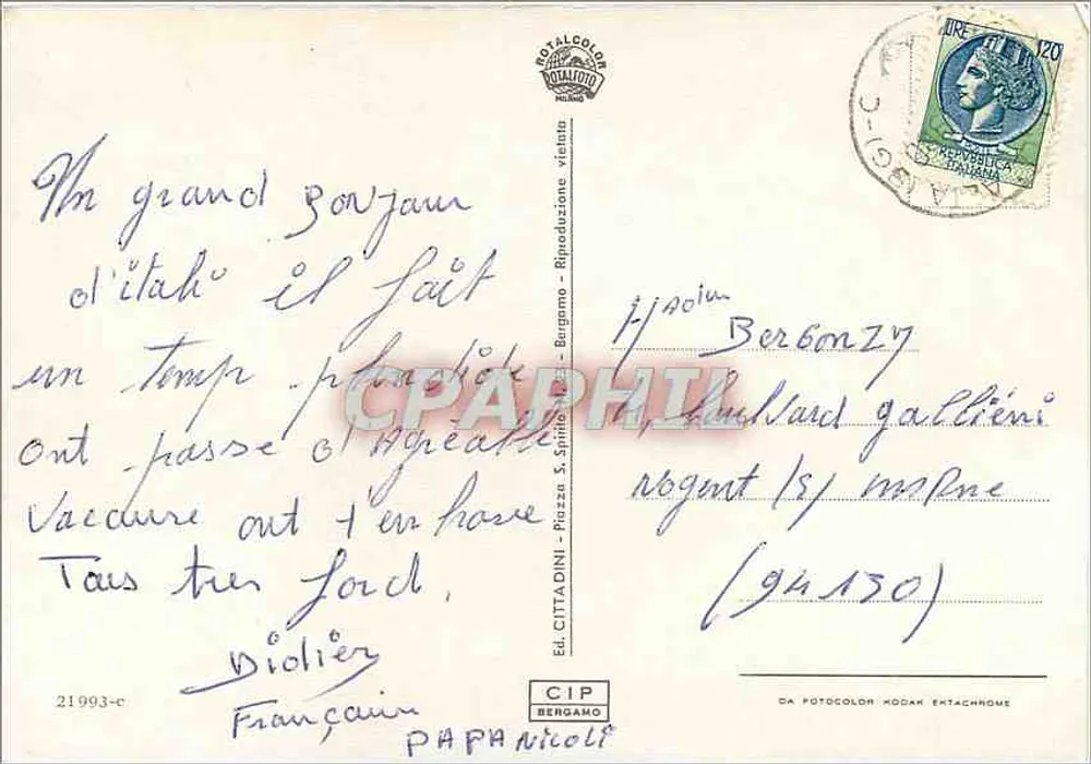 स्पिनोन — पैनोरमा दृश्य एवं जीवन के दृश्य — एडिटर सीआईपी बर्गामो, संख्या 21993-सी - पीछे