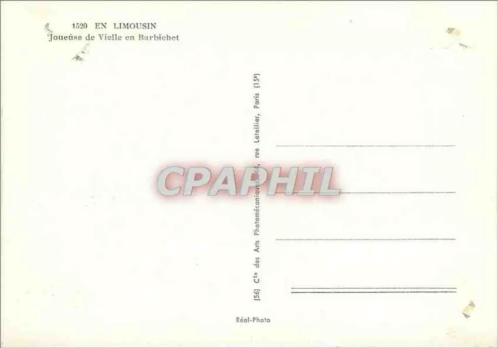 Jogadora de Vielle em Barbichet — Limousin — Cap - Verso