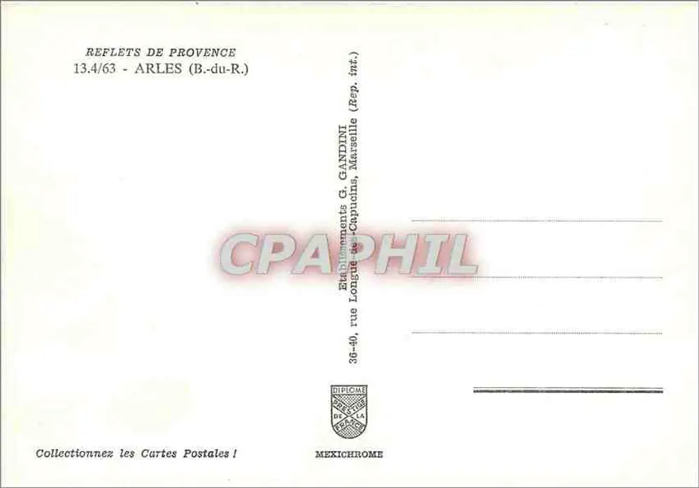 Arles — Ruínas romanas e igreja — Editor G. Gandini, Marselha - Verso
