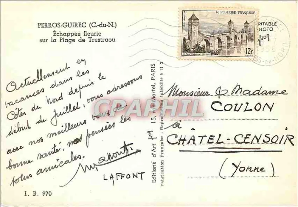 Plage de Trestraou — Échappée fleurie — Éditions d'Art Martel, Paris - Verso