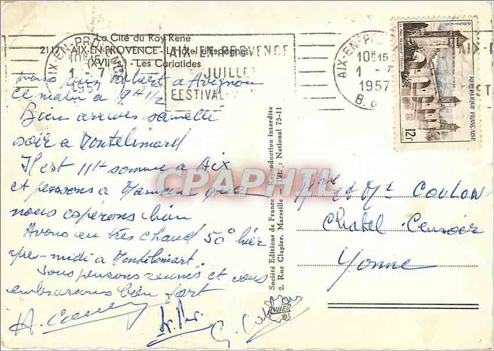 Aix-en-Provence — Les Cariatides — Éditions Clapier - Verso