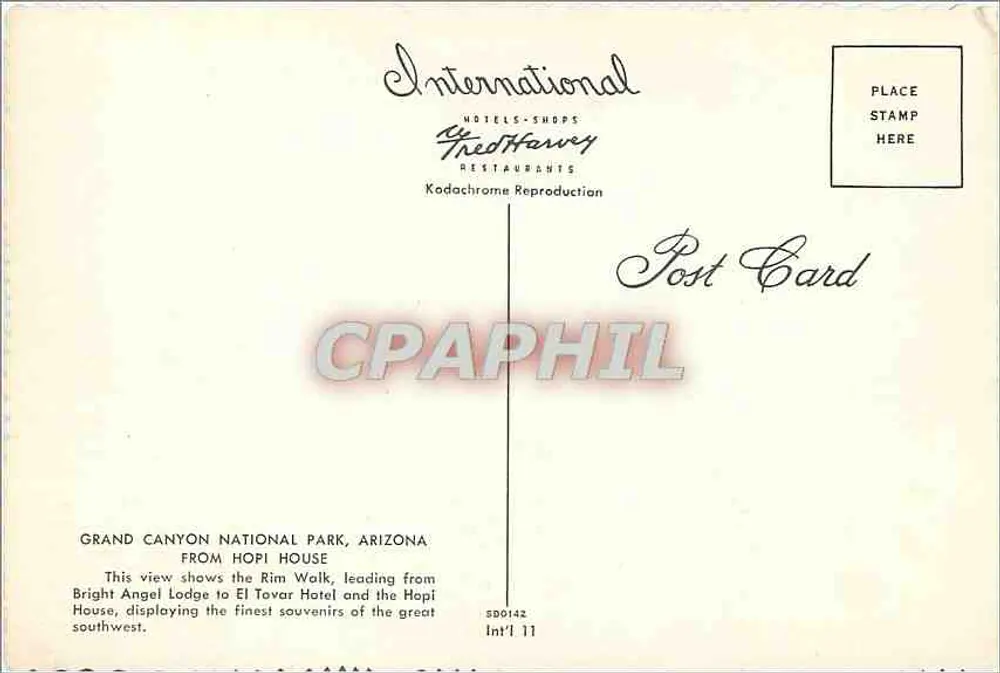 Grand Canyon — Ansicht vom Hopi House — International Hotels-Shops by Fred Harvey - Rückseite