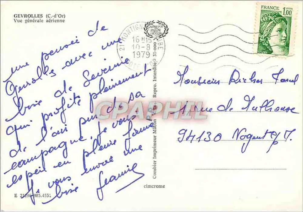 Gevrolles (C.-d'Or) — Vista geral aérea — Cim — n° E 21296-985.4531 - Verso