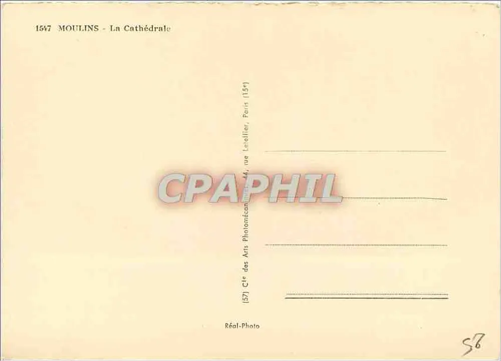 Moulins — A Catedral — Cie des Arts Photographiques, Paris - Verso