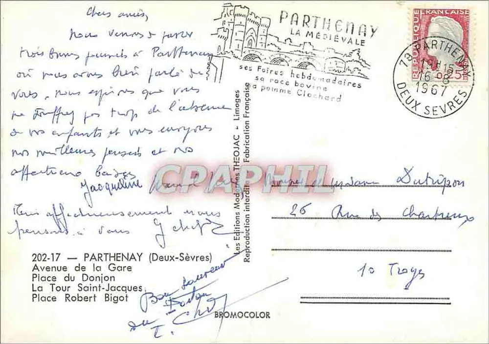 Parthenay — Panoramablick — Les Éditions Théolac - Rückseite
