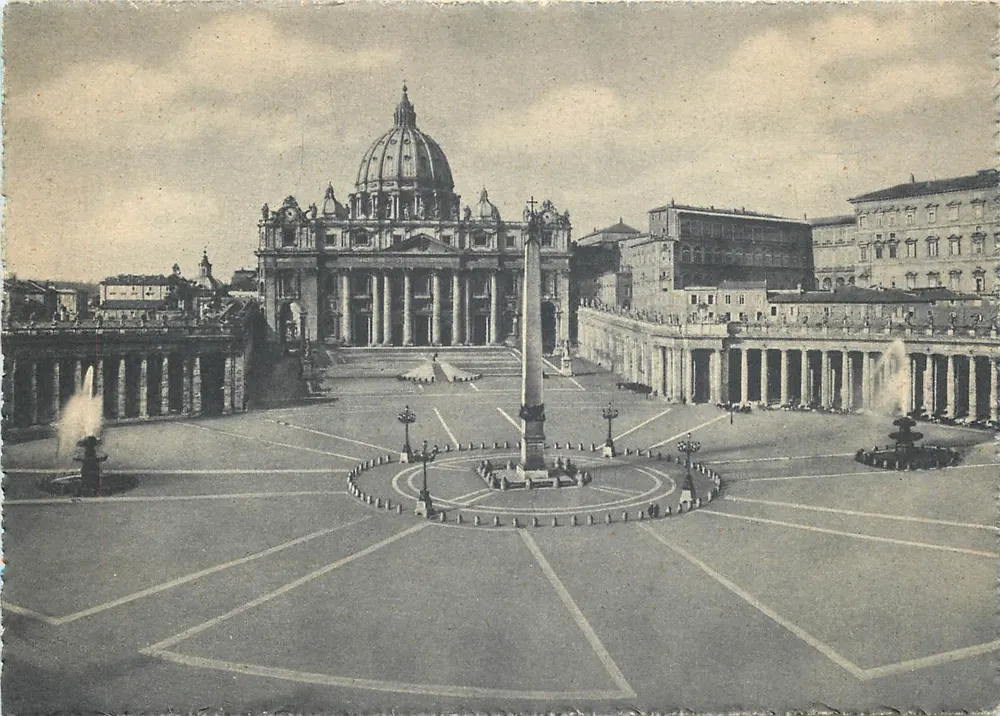 Place Saint-Pierre — vista da basílica e da coluna da Virgem — editor desconhecido - Frente