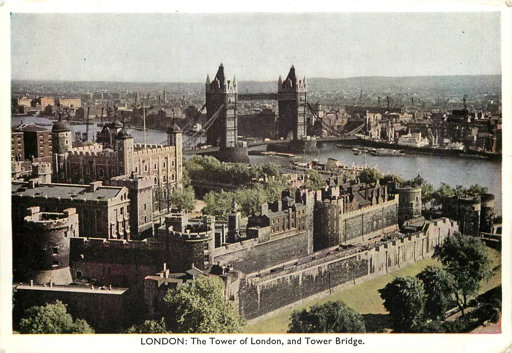 LONDON: Die Tower of London und Tower Bridge — Edward Mortimer, Ltd, Halifax, Yorkshire, Nr. L 7 - Vorderseite