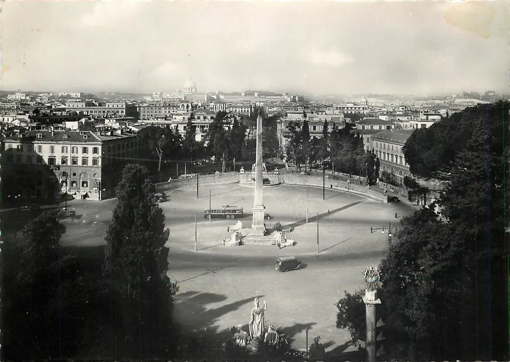 Roma - Piazza del Popolo y panorama parcial del Pincio — Edición CAS-TAI, Roma - Anverso