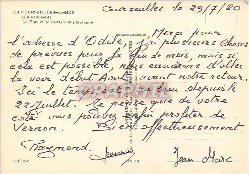 Courseulles-sur-Mer — Der Hafen und der Freizeithafen — Verlag ARQUELES NATURELLES, Nr. 26062-c - Rückseite
