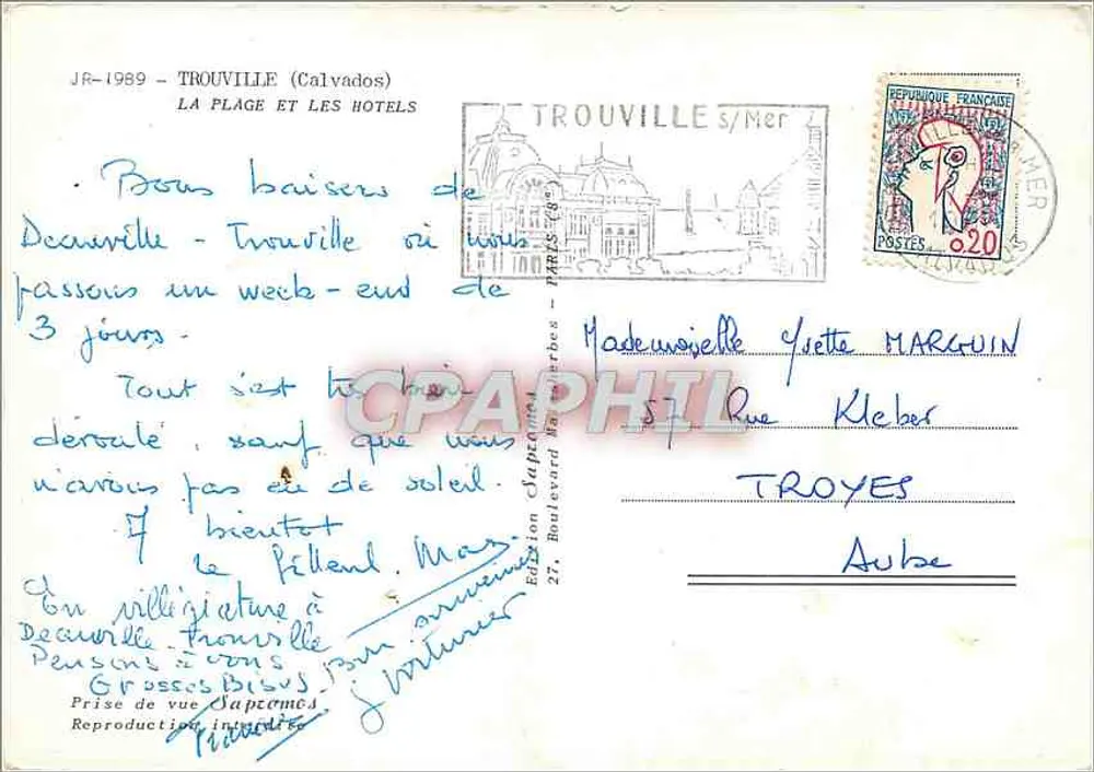 La Plage et les Hôtels à Trouville-sur-Mer — Édition Sapromes - Verso