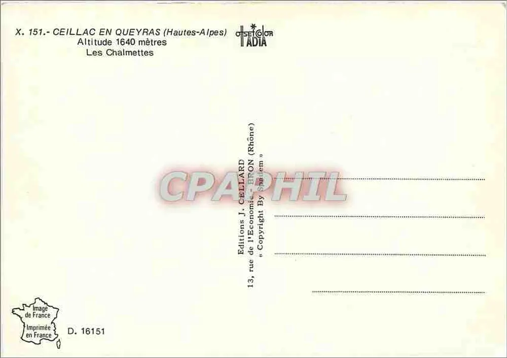 Ceillac in Queyras (Hautes-Alpes) — Les Chalmettes — Éditions J. Cellard - Rückseite