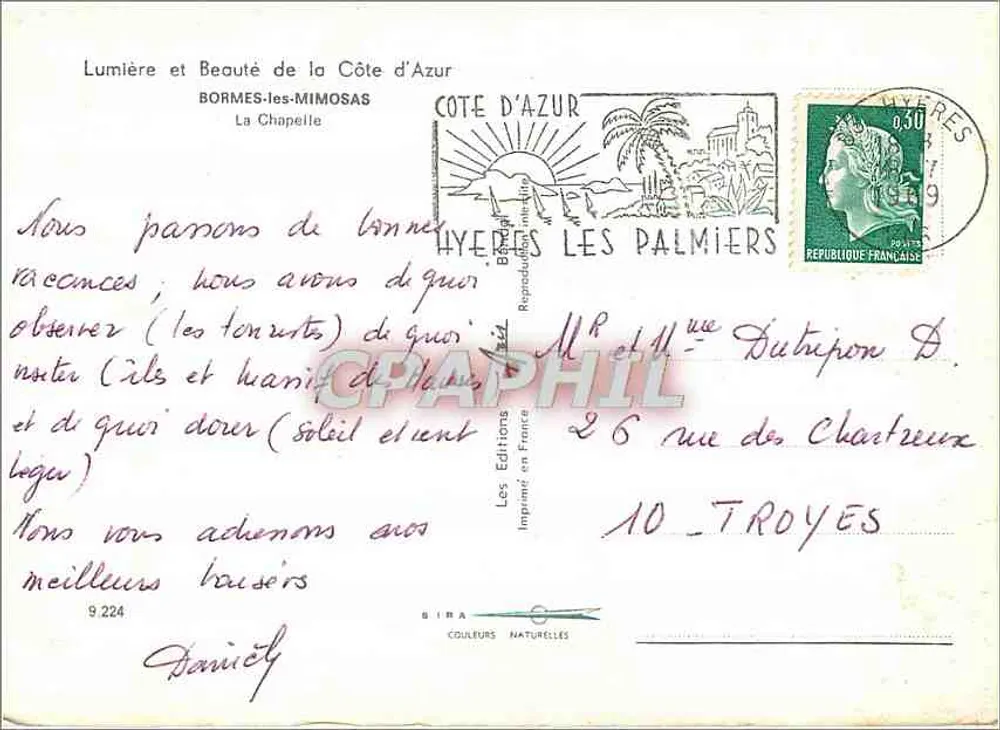 Bormes-les-Mimosas — Die Kapelle — Les Éditions de France - Rückseite
