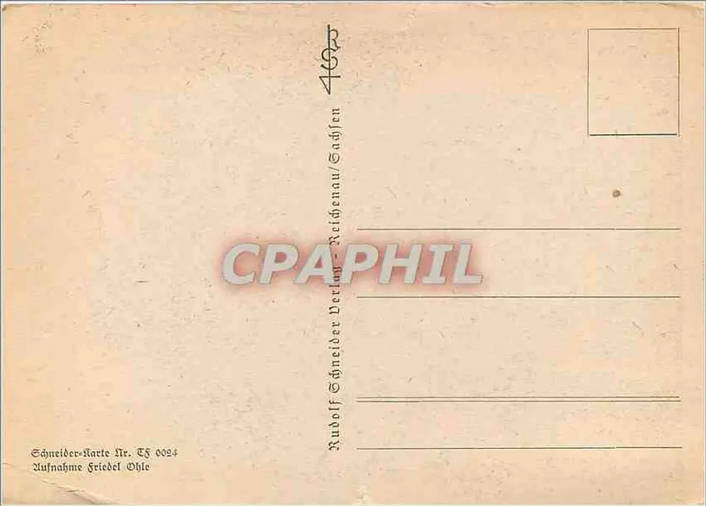 Flores de primavera — buquê de narcisos brancos em um vaso — Schneider-Karte Nr. TH 0094, Rudolf Schneider, Berlin - Verso