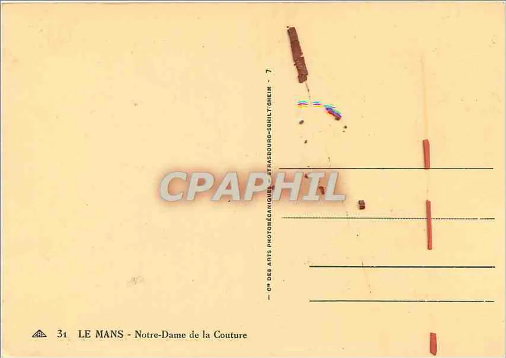 Le Mans - Notre-Dame de la Couture — editor: Ch. des Arts Photomécaniques, n° 31 - Verso