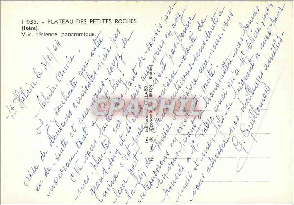 Plateau des Petites Roches — Panoramische Luftaufnahme — Les Éditions GELLARD (Rhône) - Rückseite
