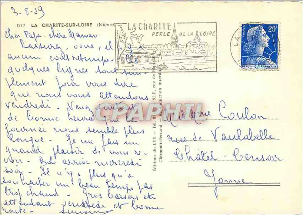 ला चारिटी-सर-लूअर — पैनोरमिक दृश्य सहित ब्लैसन — एडिशन्स डू लिस - पीछे