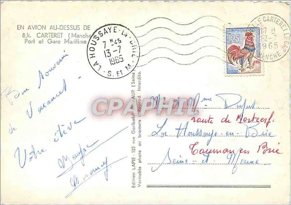 Carteret — Vista aérea — Edición LAPIE - Reverso