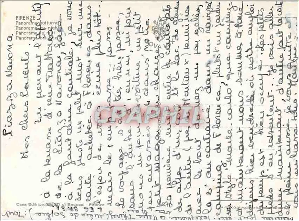 फ्लोरेंस — रात के पैनोरमिक दृश्य — कैसा एडिट्रेसे जियूसेपे डी बोक्कासी, फ्लोरेंस - पीछे