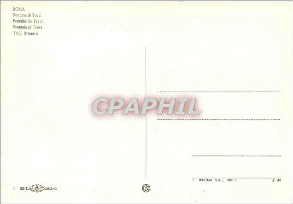 ट्रेवी फॉन्टेन — रोमा — प्रकाशन P. Marzari S.R.L. Schio, संख्या 7 - पीछे