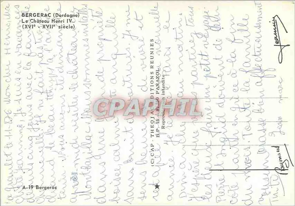 Bergerac — Schloss Henry IV — Éditions Panazol - Rückseite