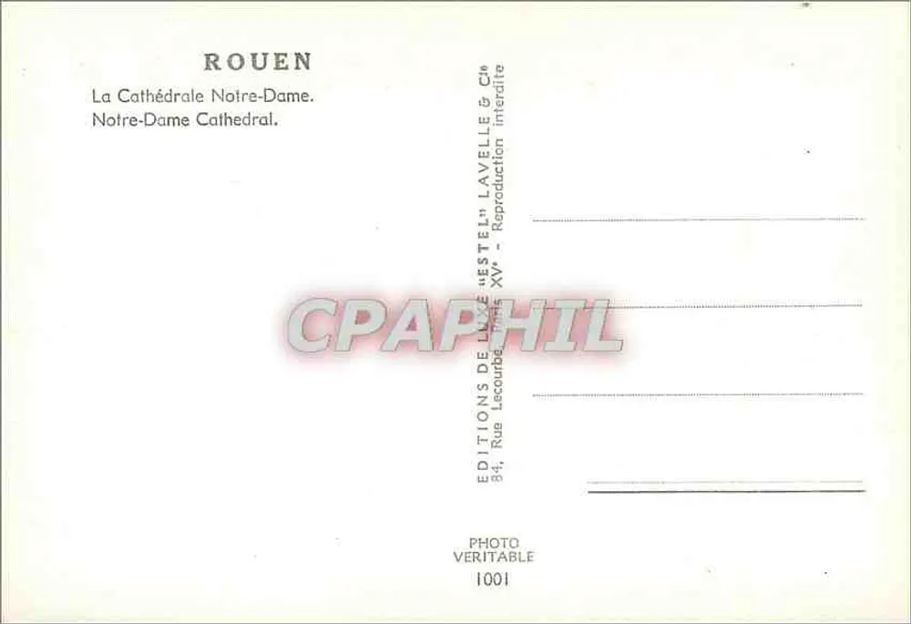 Rouen — A Catedral de Nossa Senhora — Éditions Lavelle & Cie, Estel - Verso
