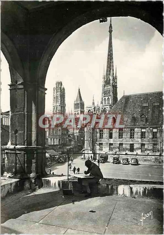 Rouen (Seine-Inférieure) — Blick auf die Kathedrale von der Loggia des Monument Saint-Romain — Éditions d'Art Yvon, n° I.B. 854 - Vorderseite
