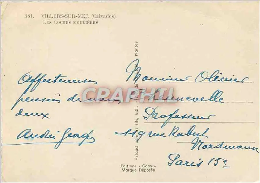 Villiers-sur-Mer — Die Moulilières-Felsen — Éditions Gaby - Rückseite