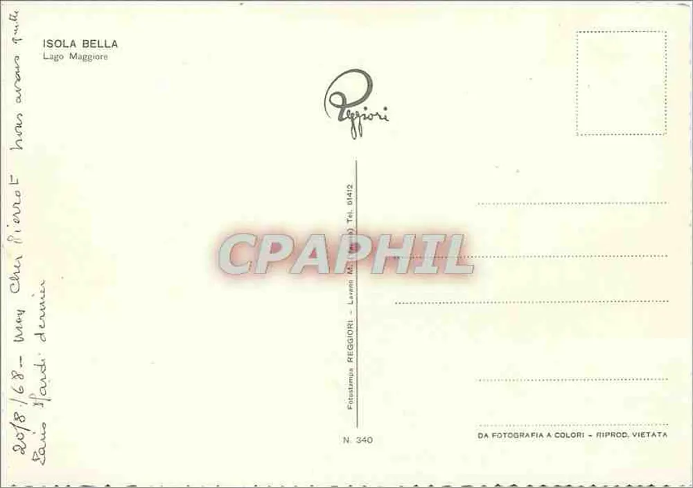 इसोला बेल्ला — लागो मैजिओरे — संपादक रेजिओरी, संख्या 340 - पीछे