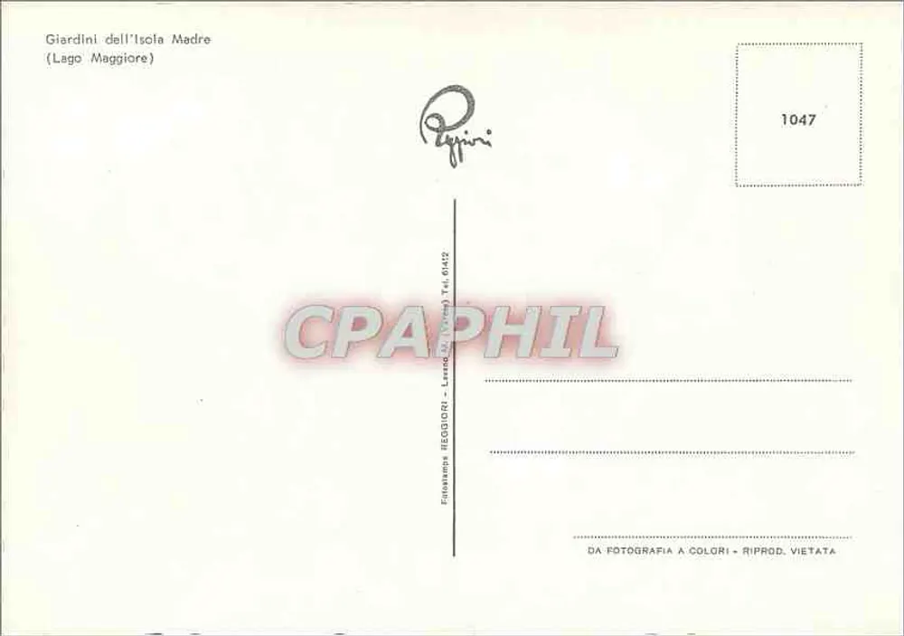 Jardins da Ilha Mãe — Lago Maggiore — Editor Reggiori, n° 1047 - Verso