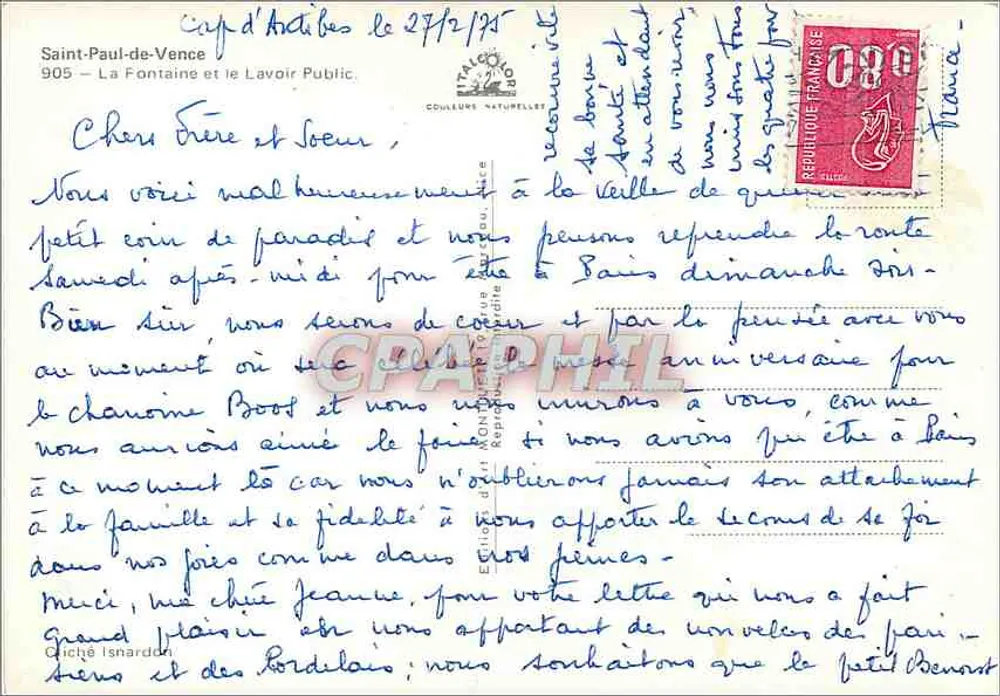 Saint-Paul-de-Vence — La Fontaine und der öffentliche Waschplatz — Éditions de Jean Isnard - Rückseite