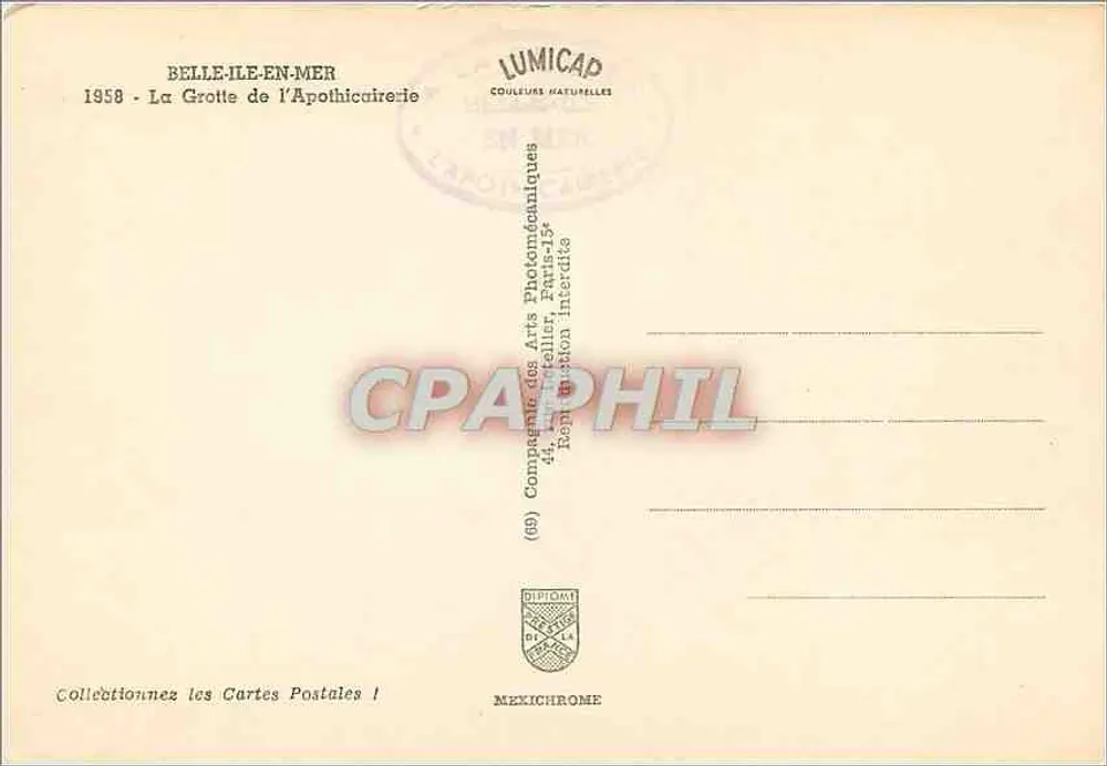 Belle-Île-en-Mer — A Gruta do Farmacêutico — Lumicap - Verso
