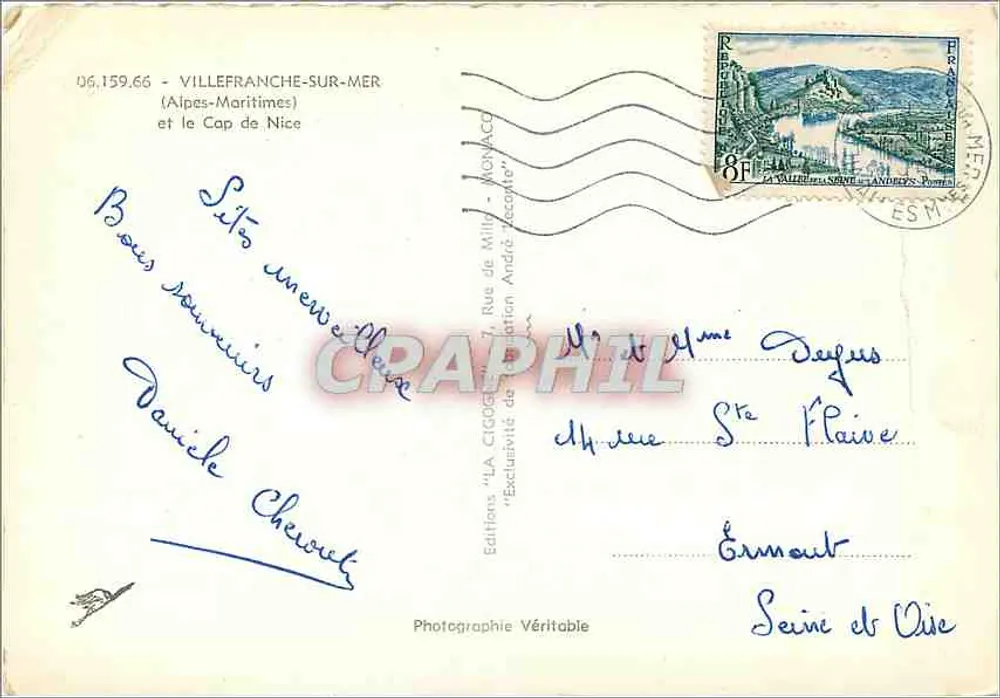 Villefranche-sur-Mer — Cap de Nice — Éditions 'LA CIGOGNE' - Verso