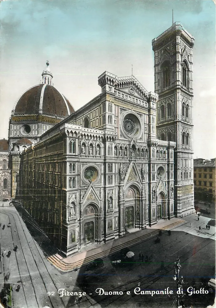 Florence - Kerk en Klokkenstoel van Giotto — onbekende uitgever, n° 92 - Voorkant