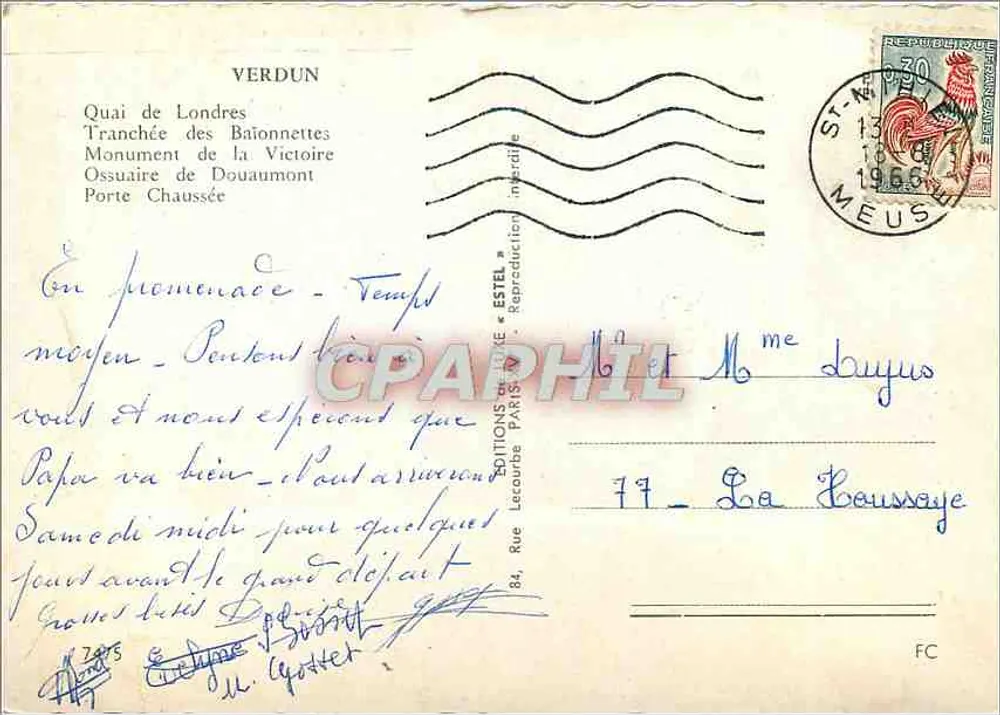Verdun — Erinnerung an Verdun — Éditions Lecourbe Paris - Rückseite