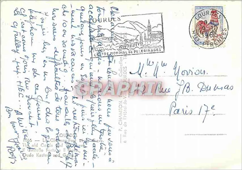 Lourdes — O castelo forte e a estação — Van - Verso