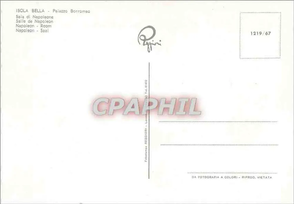 Isola Bella - Palazzo Borromeo - Napoleon-Saal — Verlag Pappiri, Seriennummer 1219/67 - Rückseite